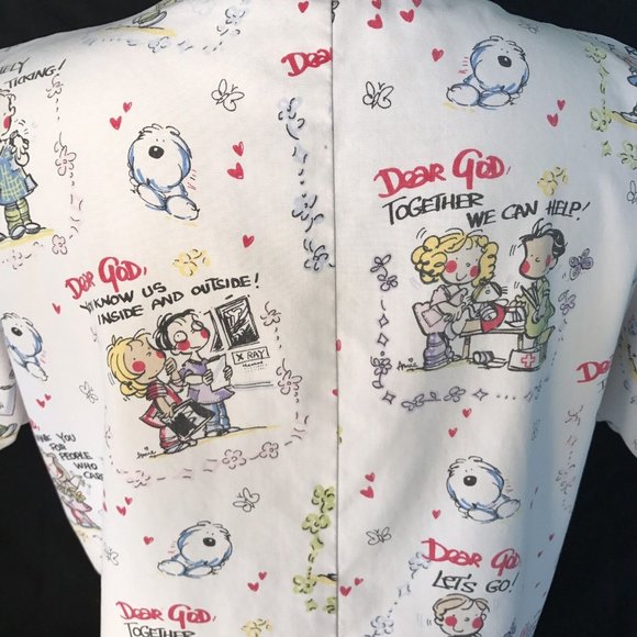 Dear God Kids Scrub Small White Raglan Sleeves 2 pockets V neck poly Cotton SNAG - Picture 8 of 8